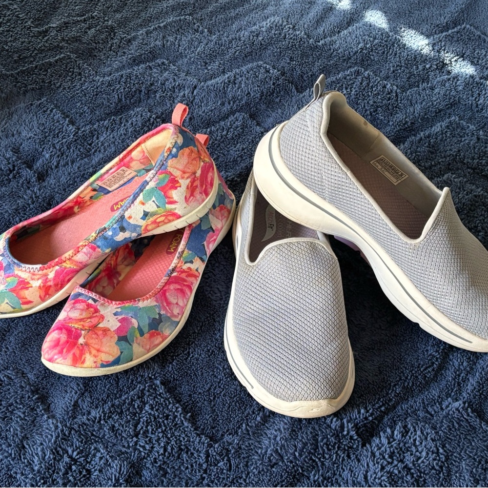 Pink and Gray Flats with Slip-On Comfort